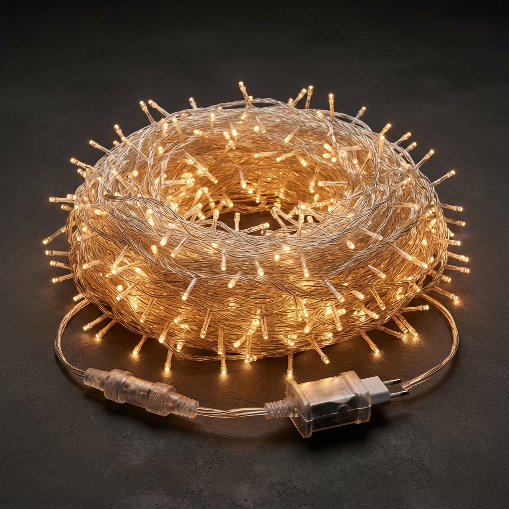 Уличная гирлянда-нить Светодиодная гирлянда "Краса" 200м, 2000 LED, прозрачный провод, теплая белая арт. SVL-CR200-24V-T/WW для загородного дома — FEEL LIGHT Санкт-Петербург