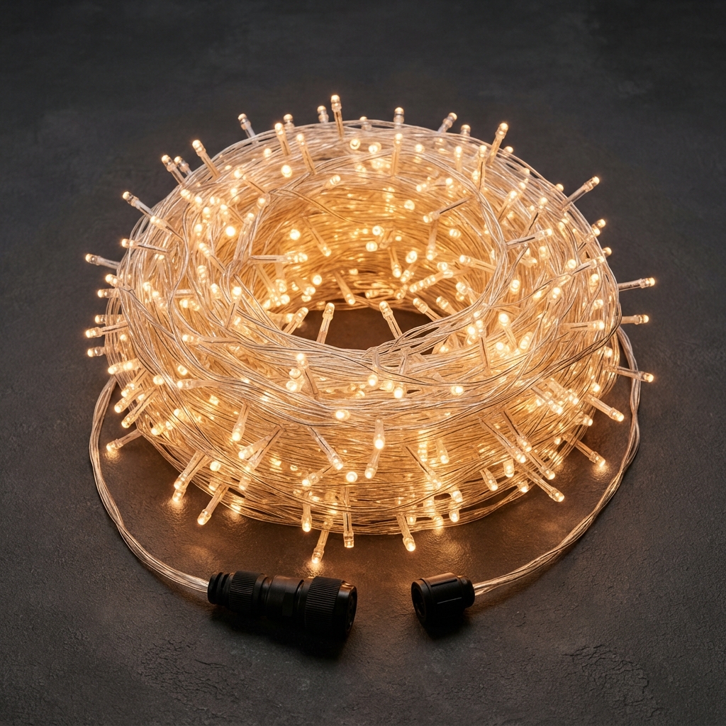 Уличная гирлянда-нить Светодиодная гирлянда "Краса" 200м, 2000 LED, прозрачный светодиод, прозрачный провод, теплая белая арт. SVL-CR200-24V-TT/WW для загородного дома — FEEL LIGHT Санкт-Петербург
