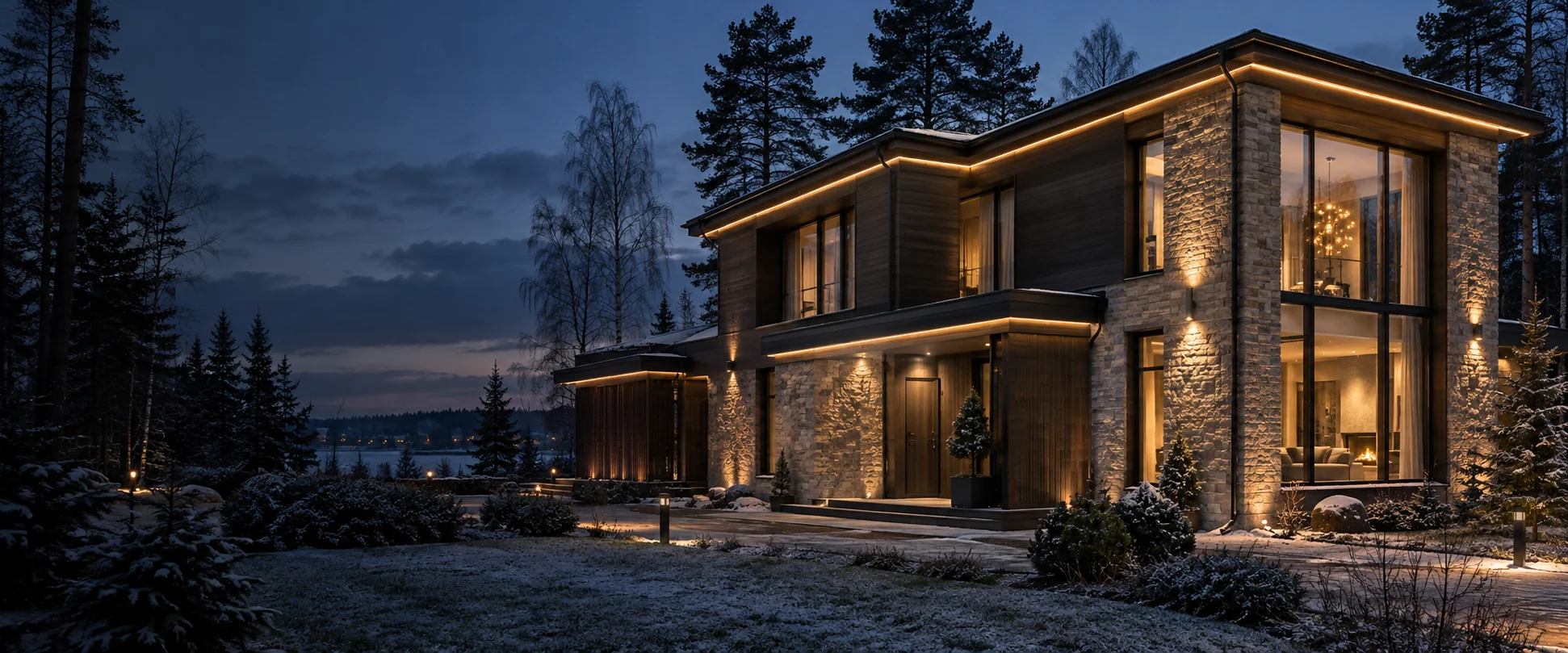 Реализованное контурное и архитектурное освещение дома Feel-Light